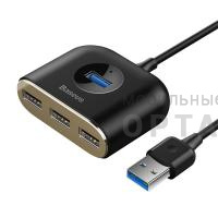 Картридер-хаб Baseus Square round 4 in 1 USB HUB Adapter(USB3.0 TO USB3.0*1+USB2.0*3) 1m Black Картридер-хаб Baseus Square round 4 in 1 USB HUB Adapter(USB3.0 TO USB3.0*1+USB2.0*3) 1m Black